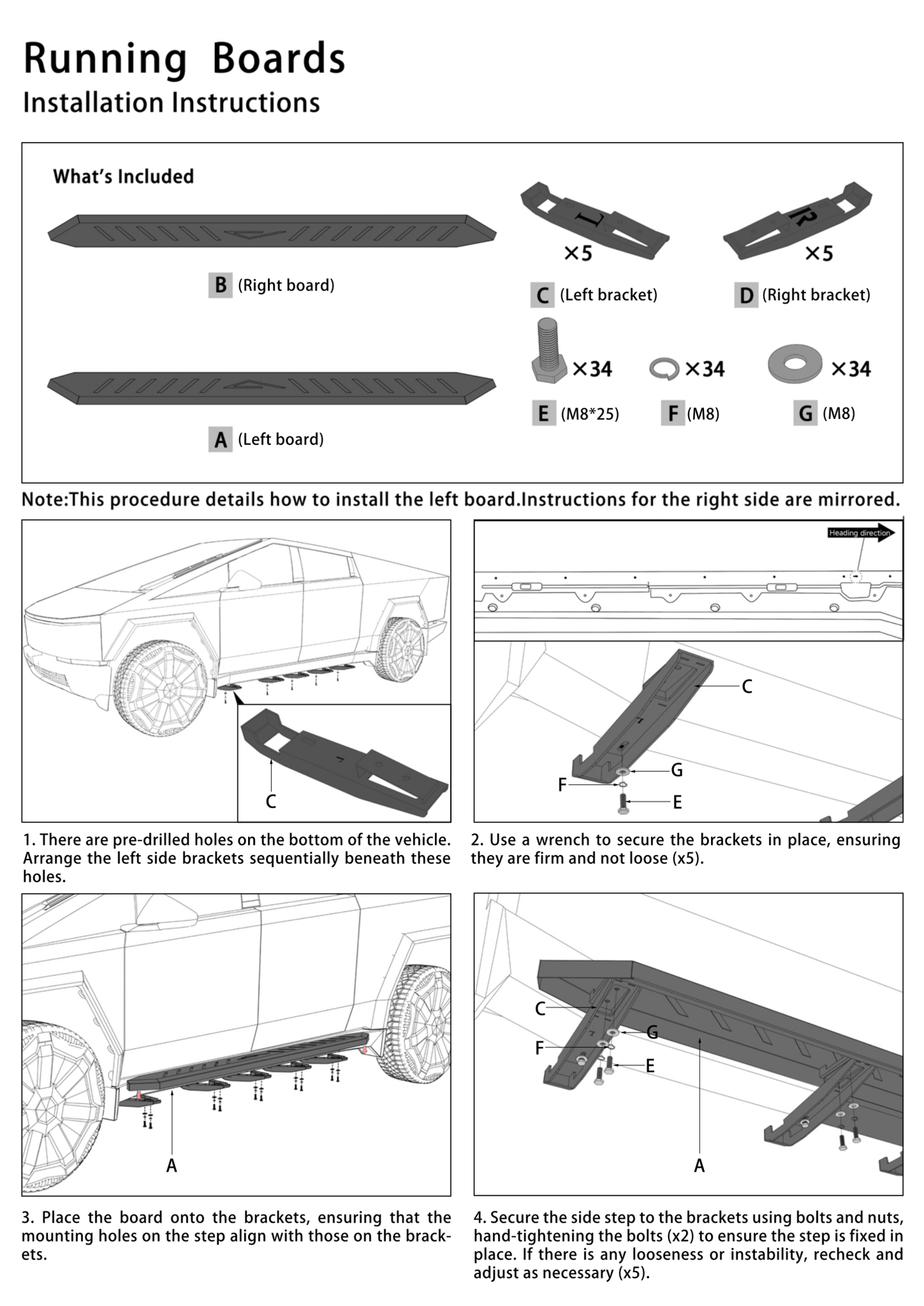 Running Board / Nerf Bars / Side Steps (Cut Out Design)
