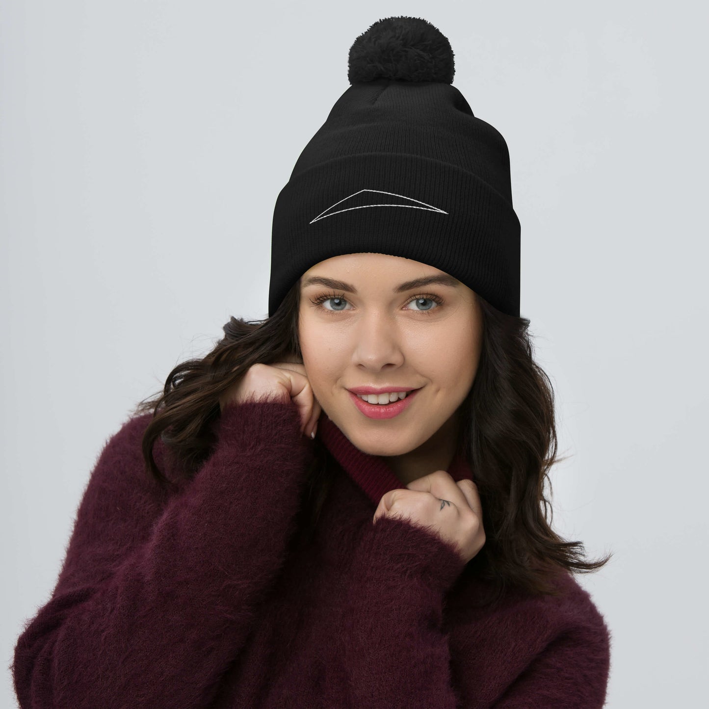 Triangle Pom-Pom Beanie