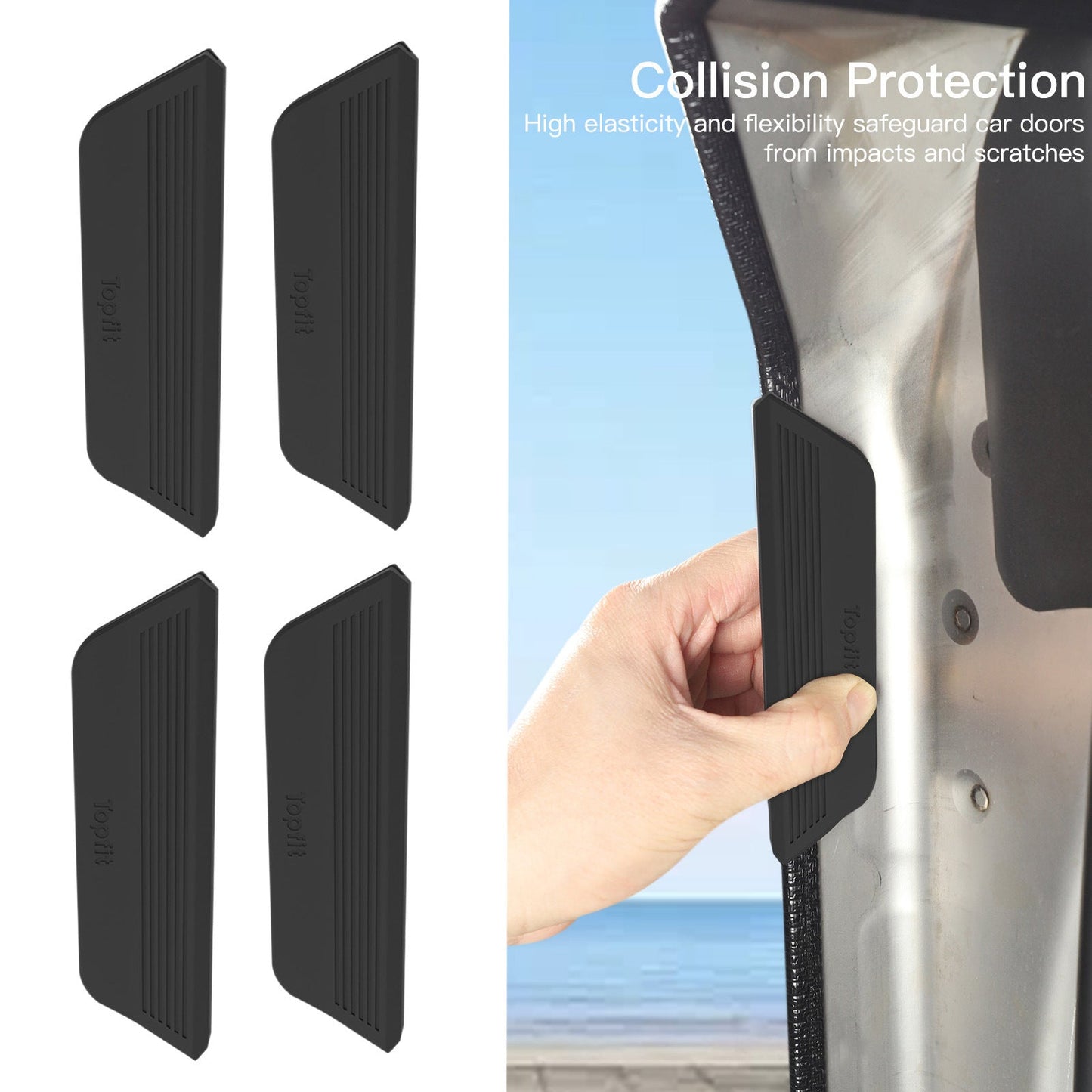 Door Armrest Pads (4-Pack) | Black Silicone for Protection