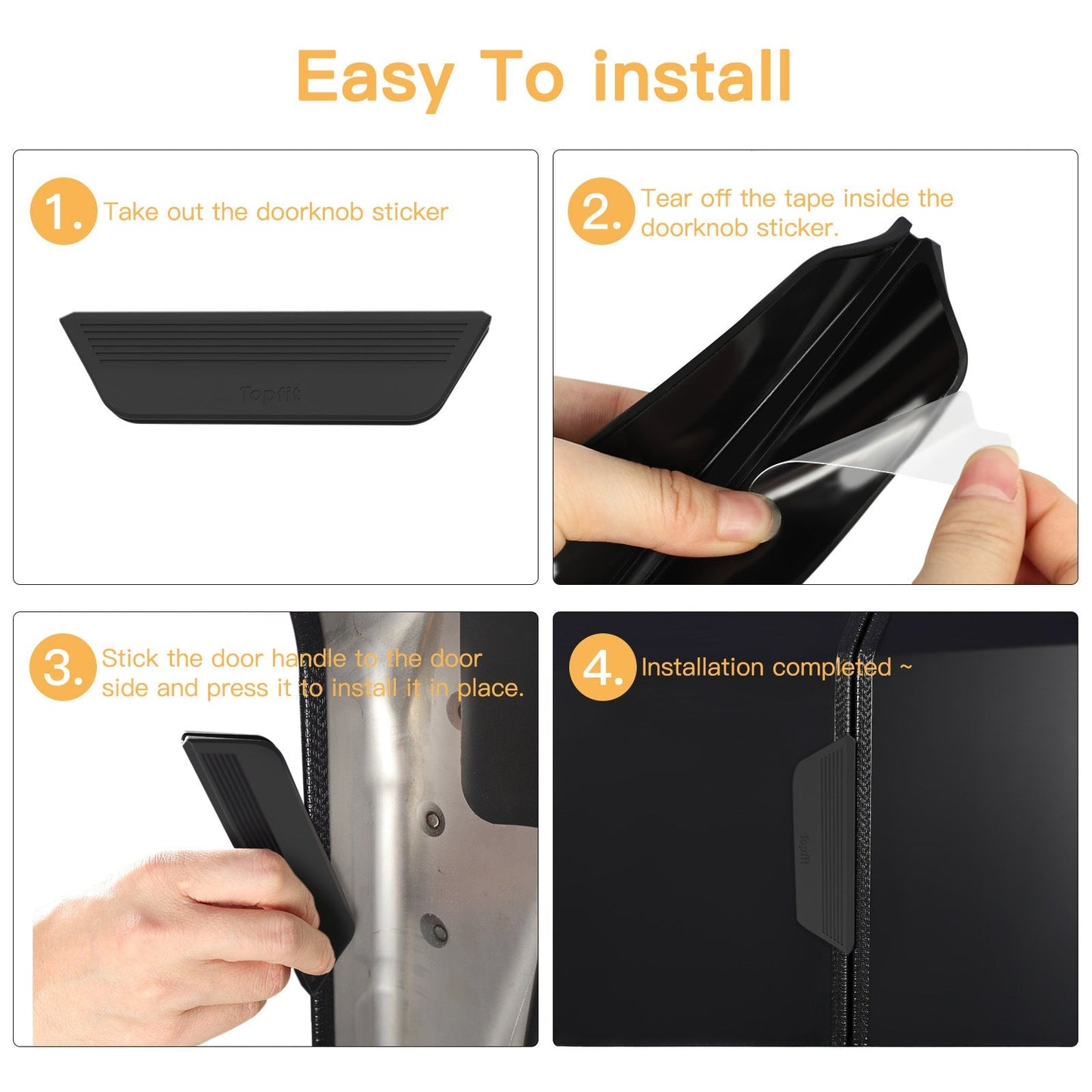 Door Armrest Pads (4-Pack) | Black Silicone for Protection